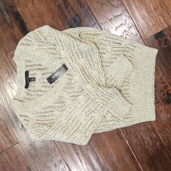 WHITE HOUSE BLACK MARKET LONG SLEEVE STITCHY MARL PULLOVER FOREVER OLIVE SMALL - Picture 6 of 12